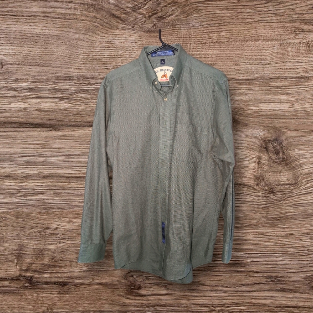 NWOT GH Bass Vintage Weejuns Oxford Green Shirt - 16, 34/35 - Green‎ USA Made.
